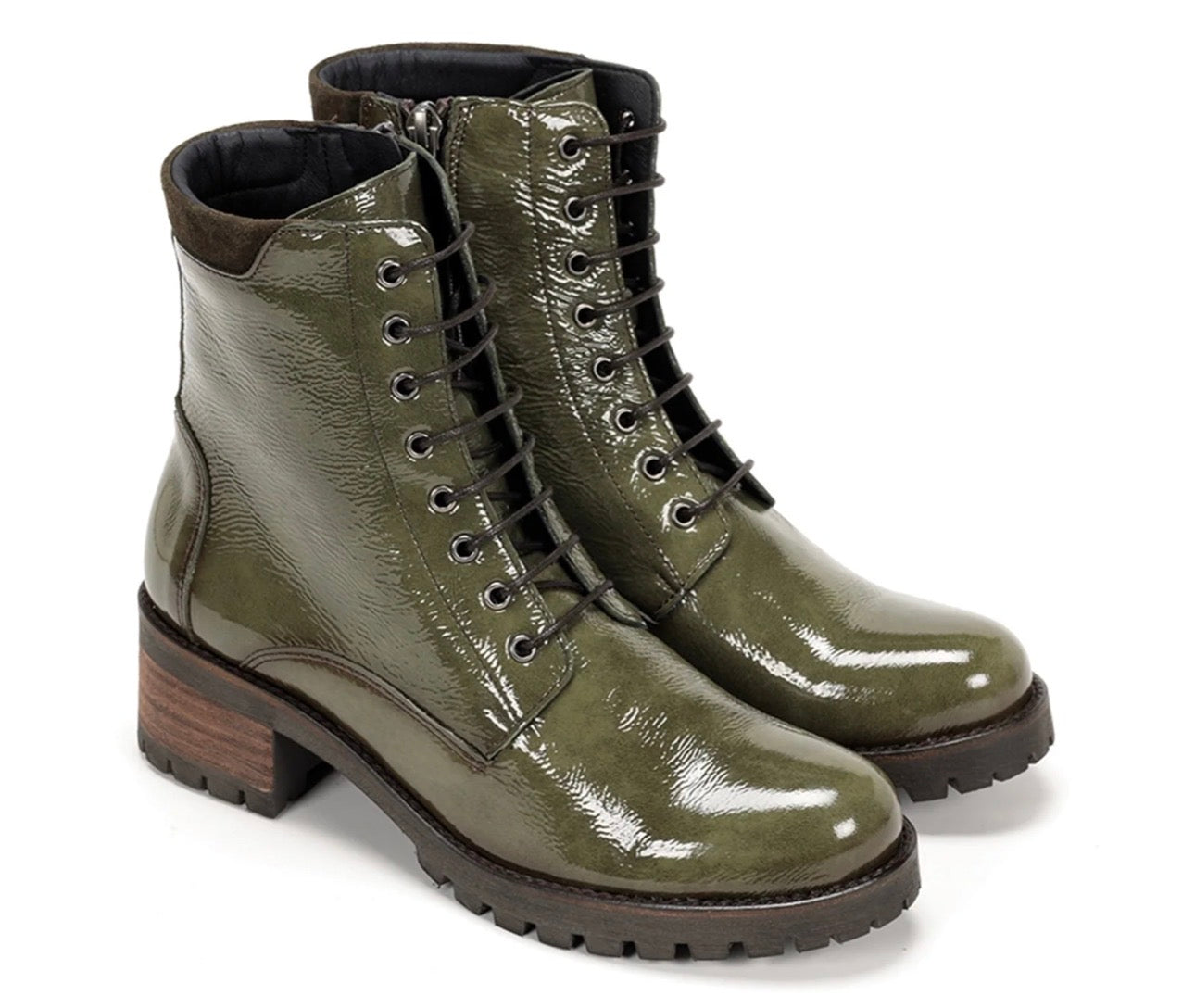 Dorking by Fluchos Women’s Patent Leather Lace-Up Boots