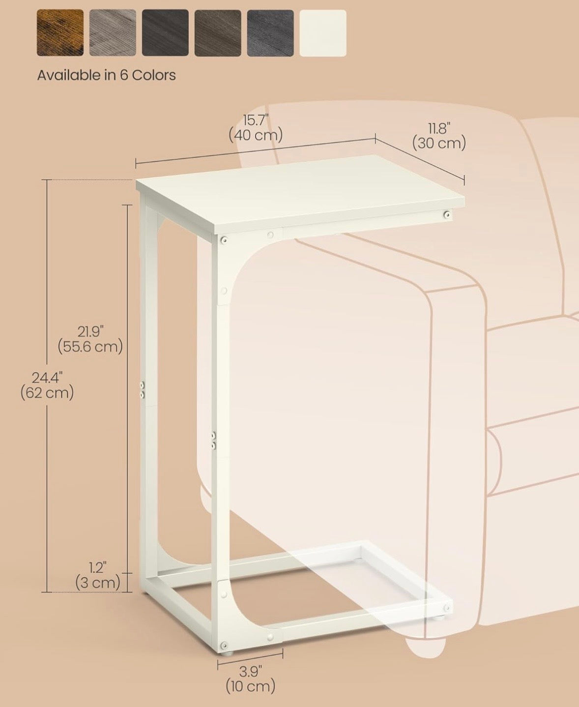 VASAGLE C-Shaped Side Table
