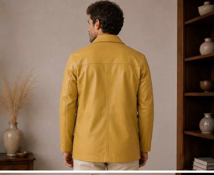 Men’s Premium Leather Mid Length Jacket