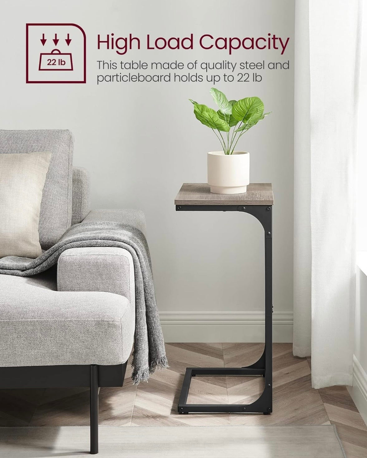 VASAGLE C-Shaped Side Table