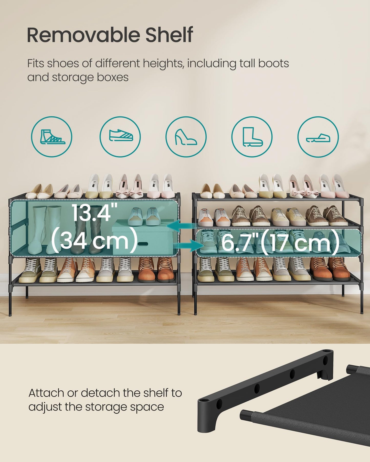 4-Tier Stackable Shoe Storage Rack