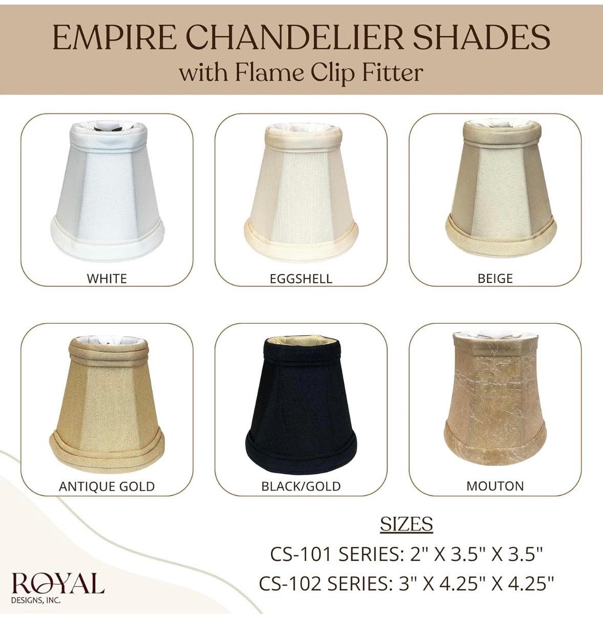 Royal Designs Empire Clip-On Chandelier Lamp Shades