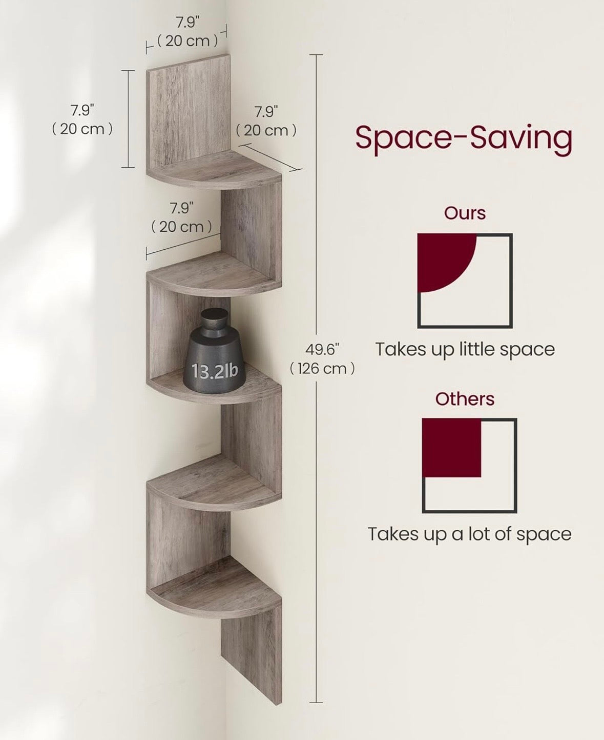 Modern 5-Tier Wall Mounted Corner Shelf