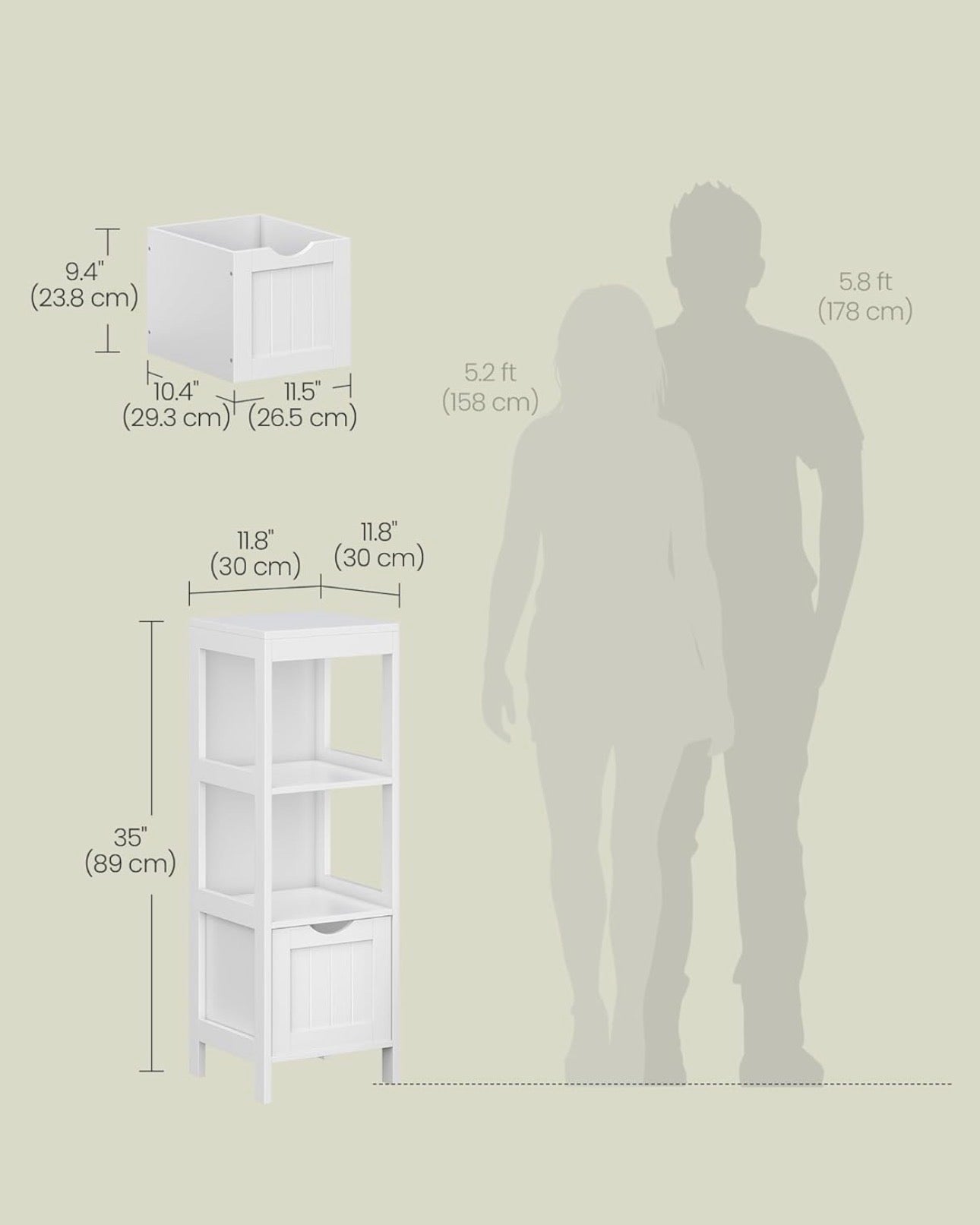 VASAGLE Slim Freestanding Bathroom Storage Cabinet
