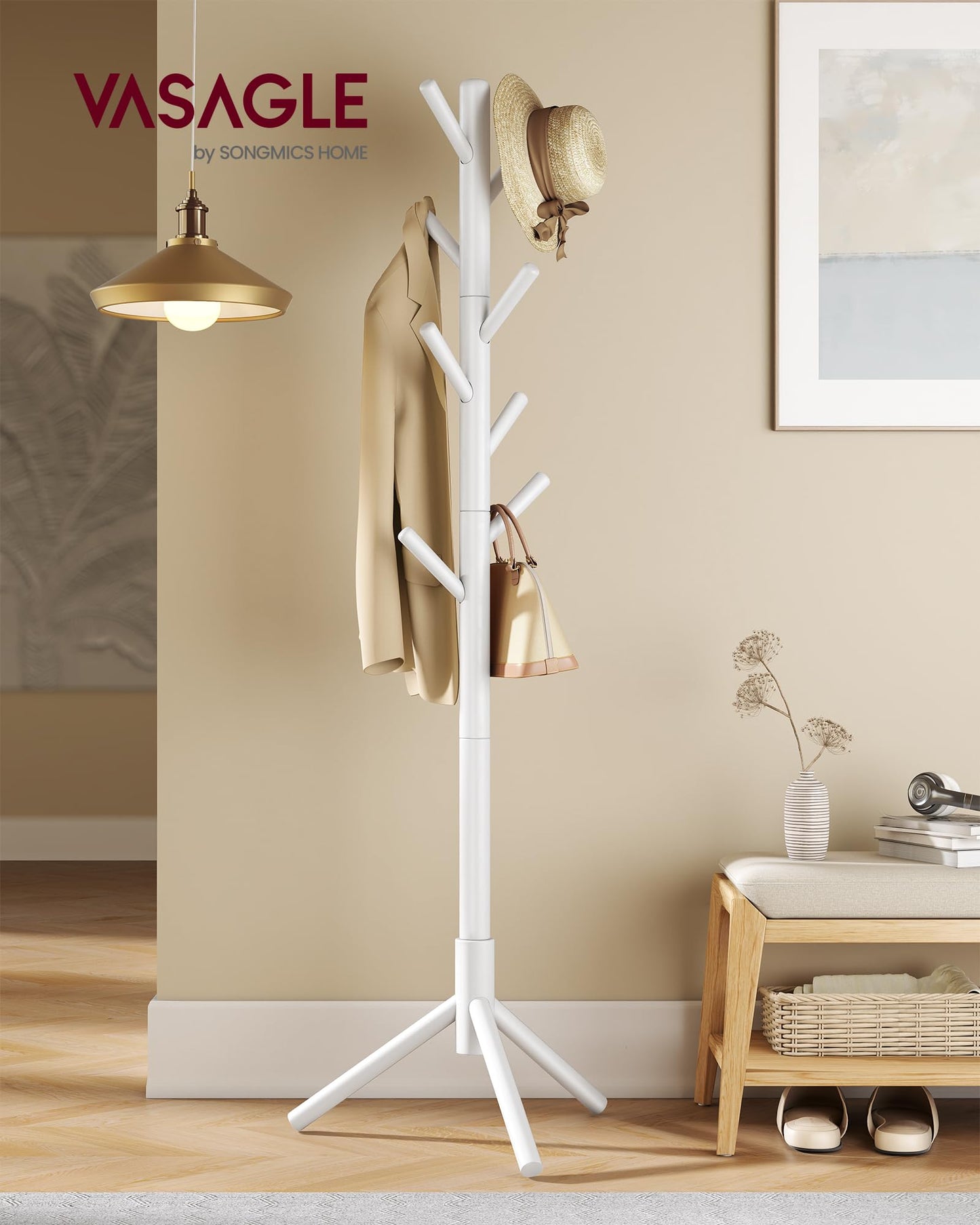 Solid Wood Freestanding Coat Rack
