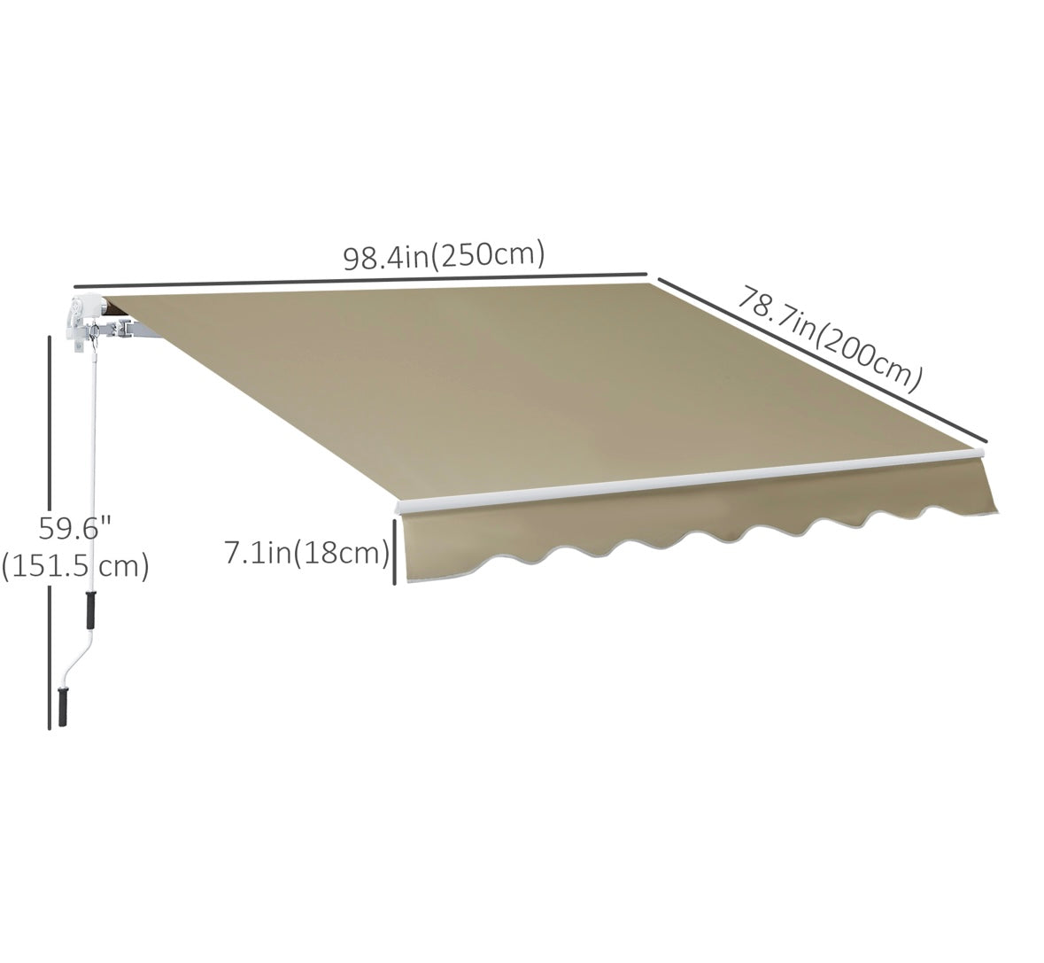 Outsunny Manual Retractable Patio Awning – Adjustable Sunshade | Aluminum Frame | UV & Heat Protection