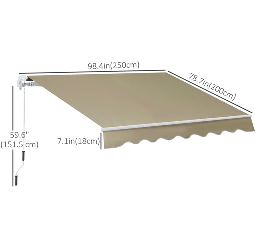 Outsunny Manual Retractable Patio Awning – Adjustable Sunshade | Aluminum Frame | UV & Heat Protection