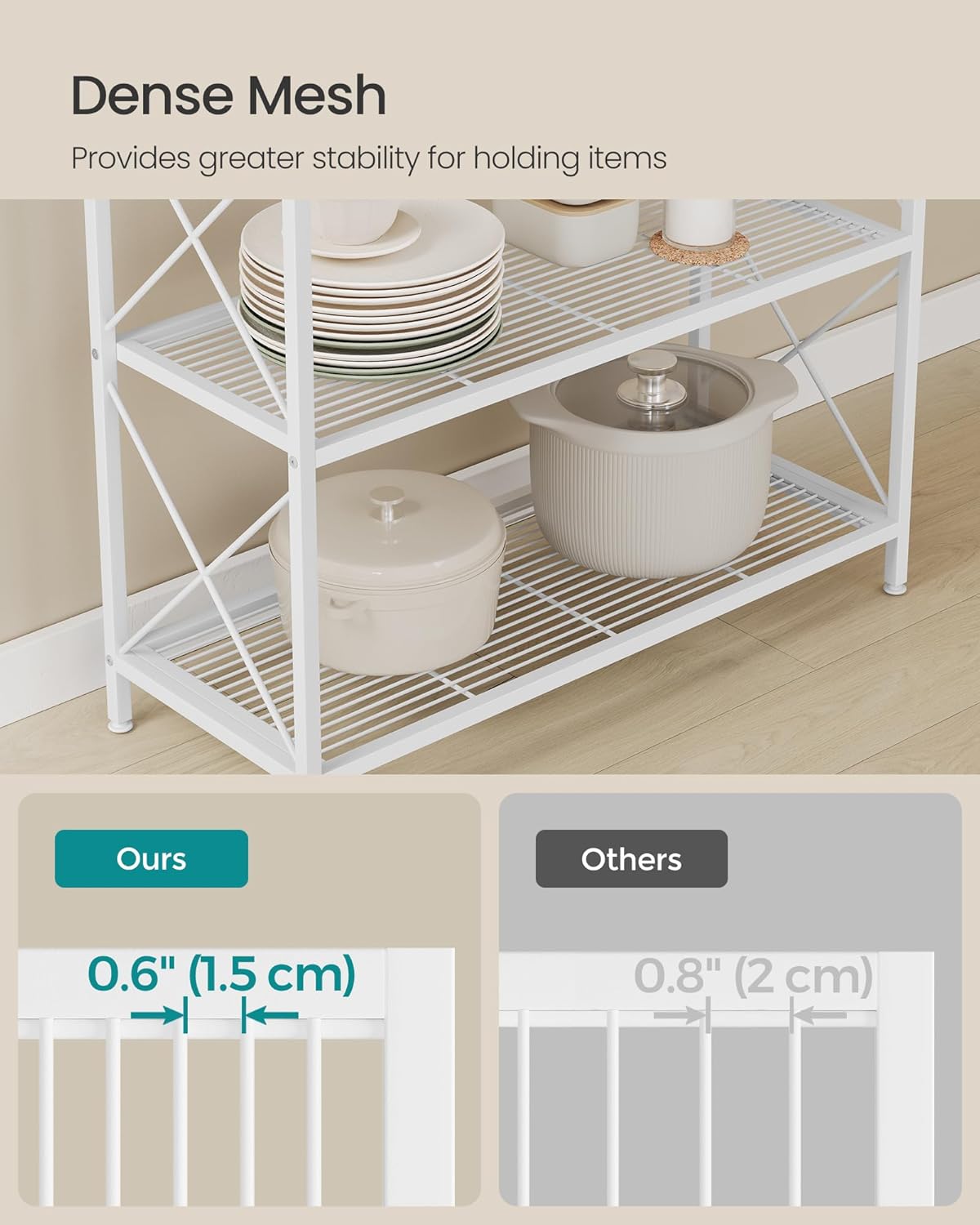 5-Tier Heavy-Duty Metal Storage Rack – Cloud White