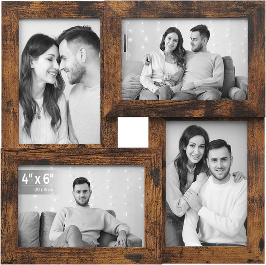 SONGMICS 4-Photo Collage Frame – Rustic Brown (4x6”)