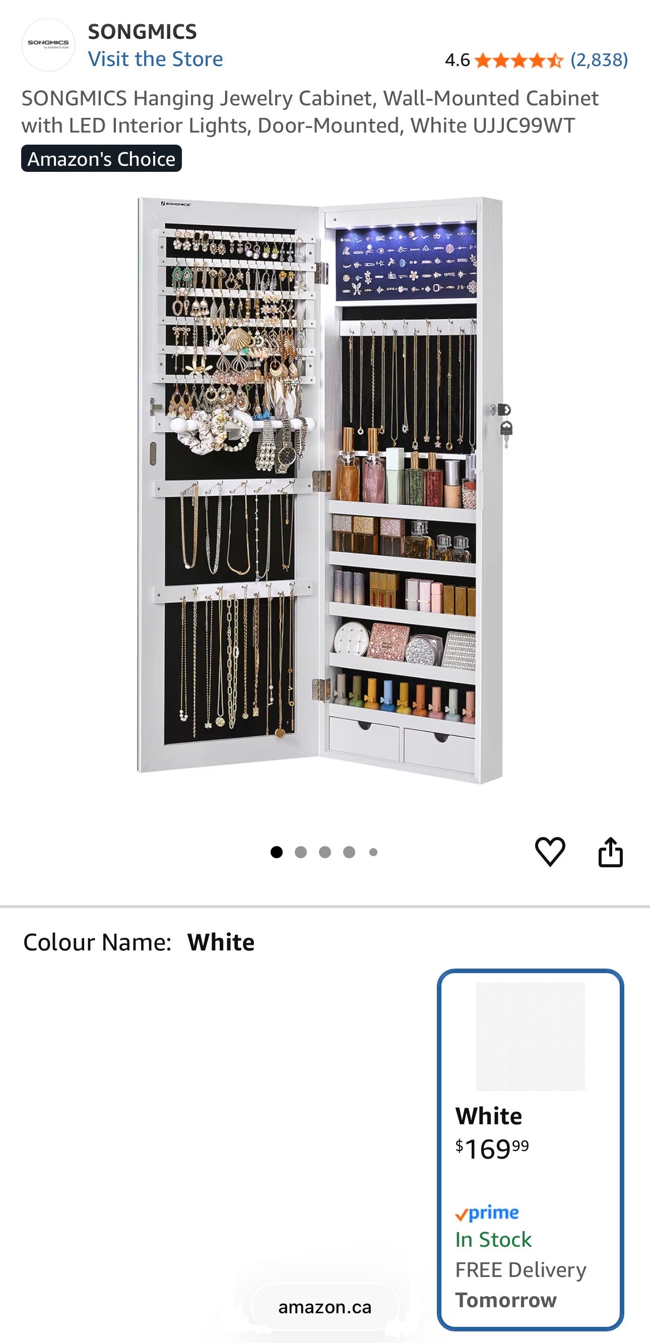 SONGMICS Hanging Jewelry Cabinet