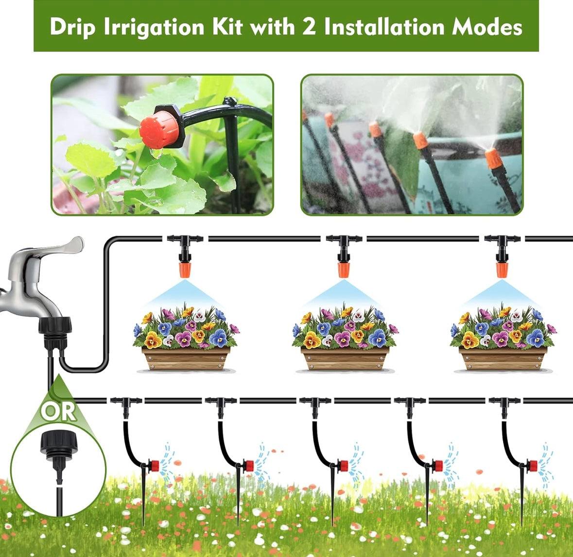 Flantor 50ft Drip Irrigation System Kit – Automatic Watering for Gardens & Greenhouses (40% Off Amazon Price)