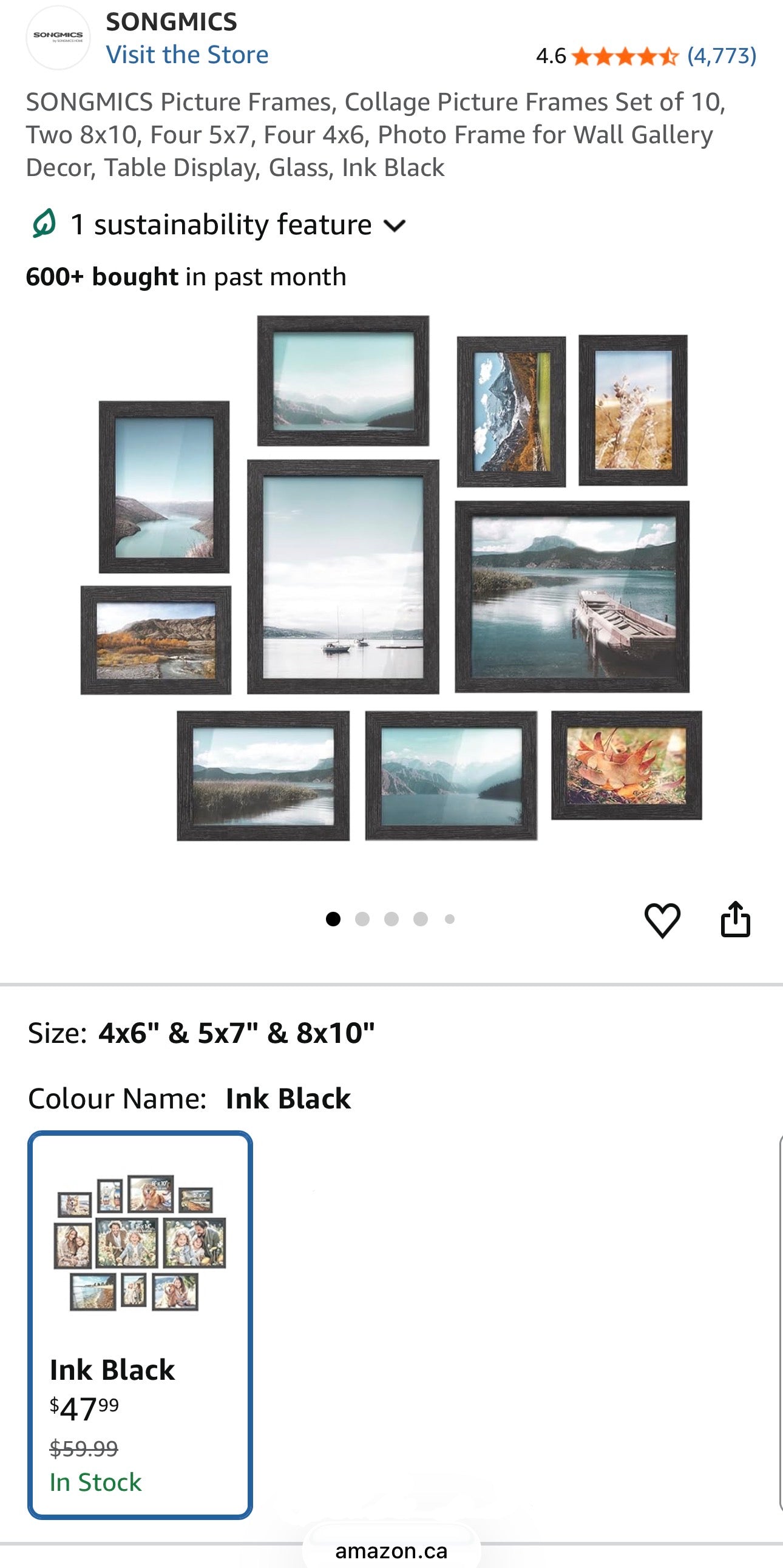 SONGMICS 10-Piece Gallery Wall Picture Frame Set