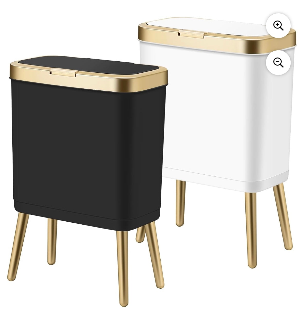 2-Pack Black & Gold High-Legged Trash Cans with Lids – 40% Off Walmart Price!