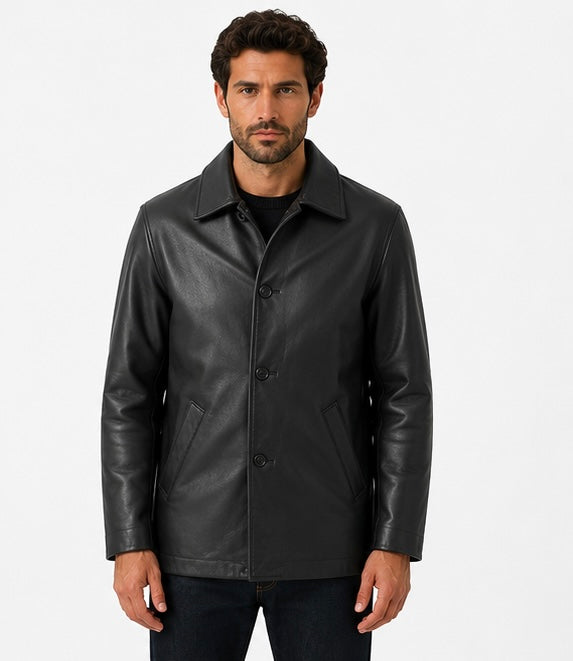 Men’s Classic Black Leather Coat - XS