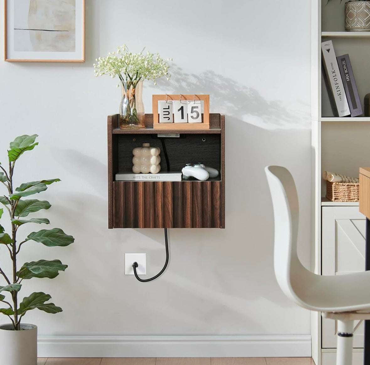 BuildHom Floating Wall-Mounted Nightstands – Walnut Finish (Set of 2)