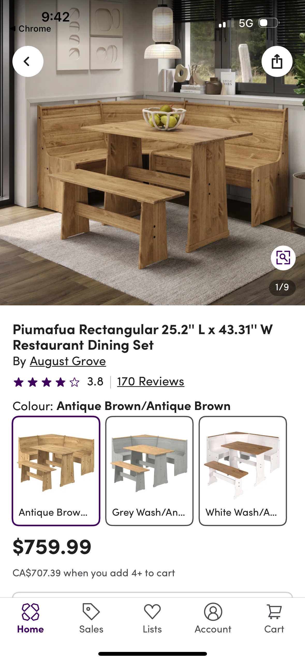 Antique Brown Solid Pine Corner Dining Set – 40% Off Retail