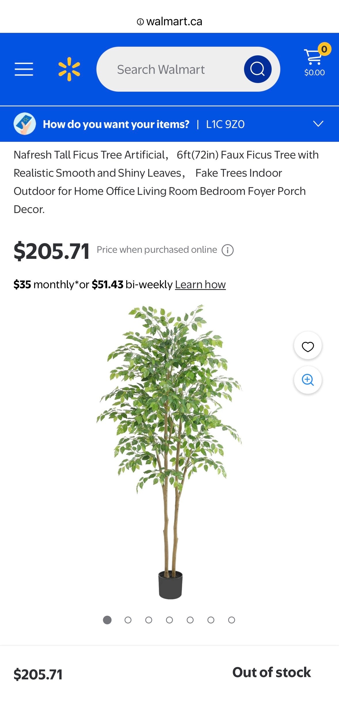 Nafresh 6-Foot Artificial Ficus Tree with Pot