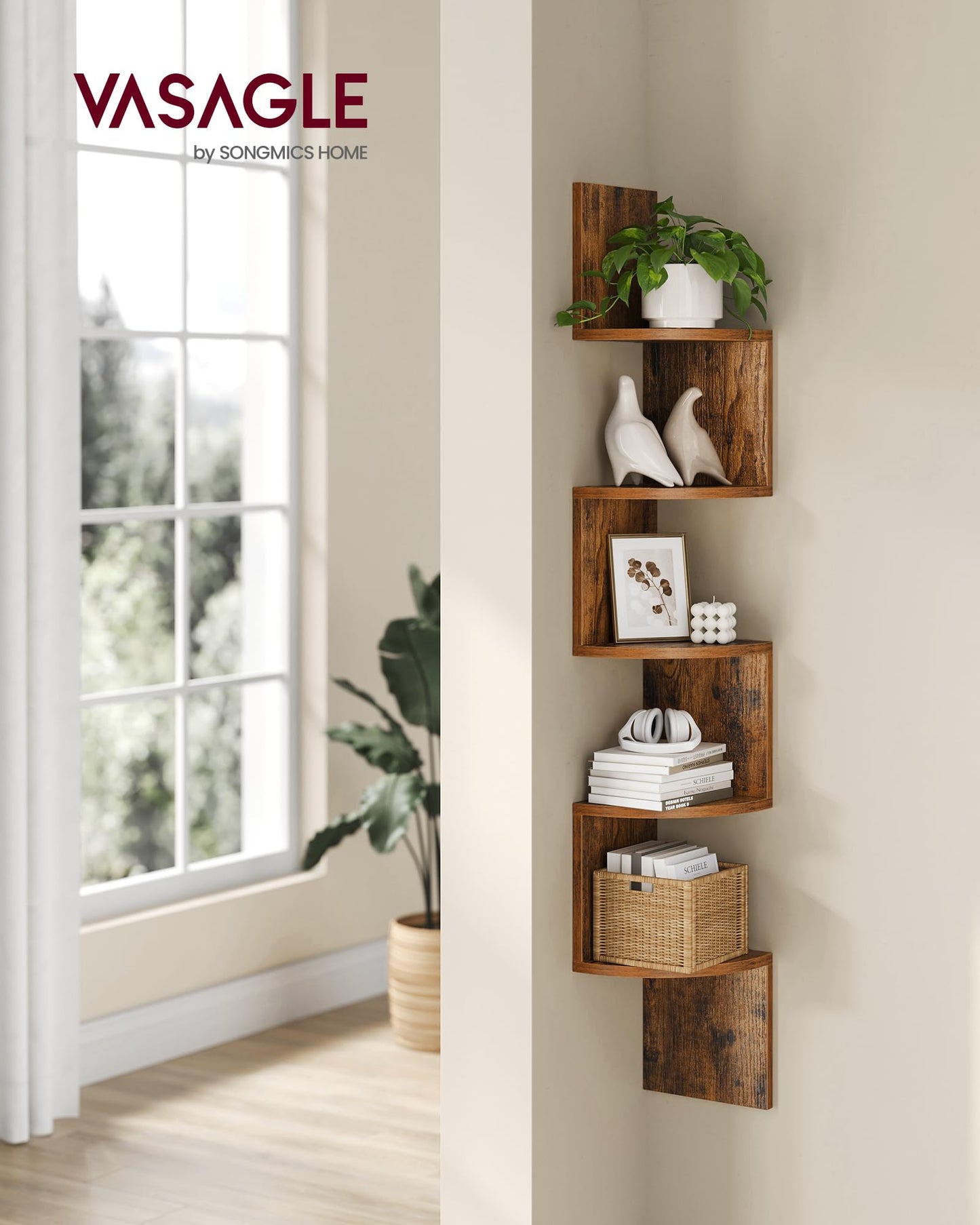 SONGMICS 5-Tier Wall-Mounted Corner Shelf