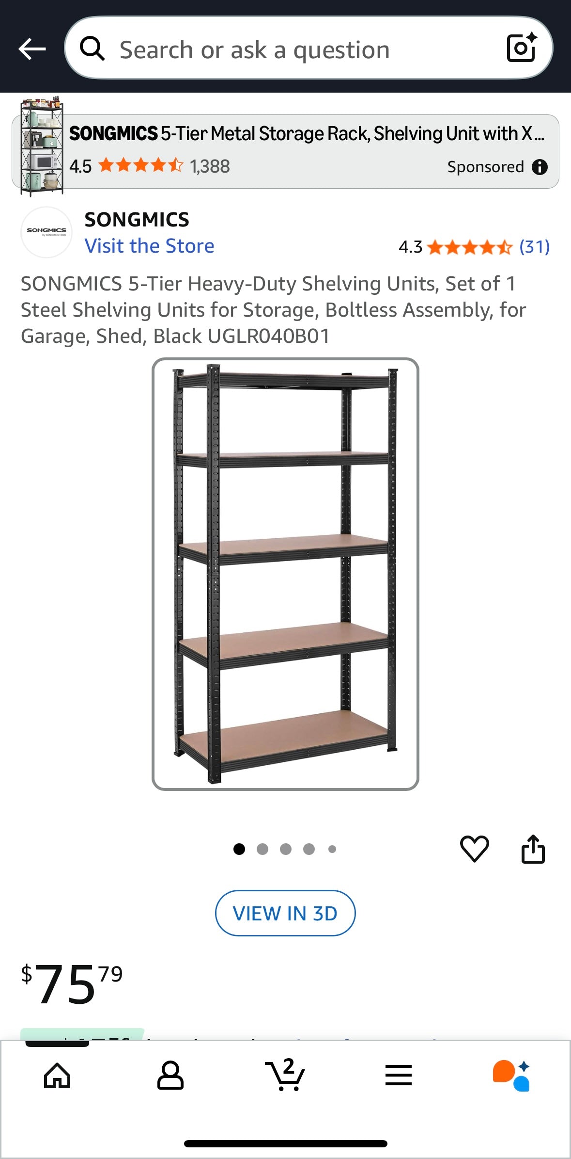 Heavy-Duty 5-Tier Adjustable Garage Storage Shelf – 875 kg Capacity (Steel Frame + Wood Shelves)