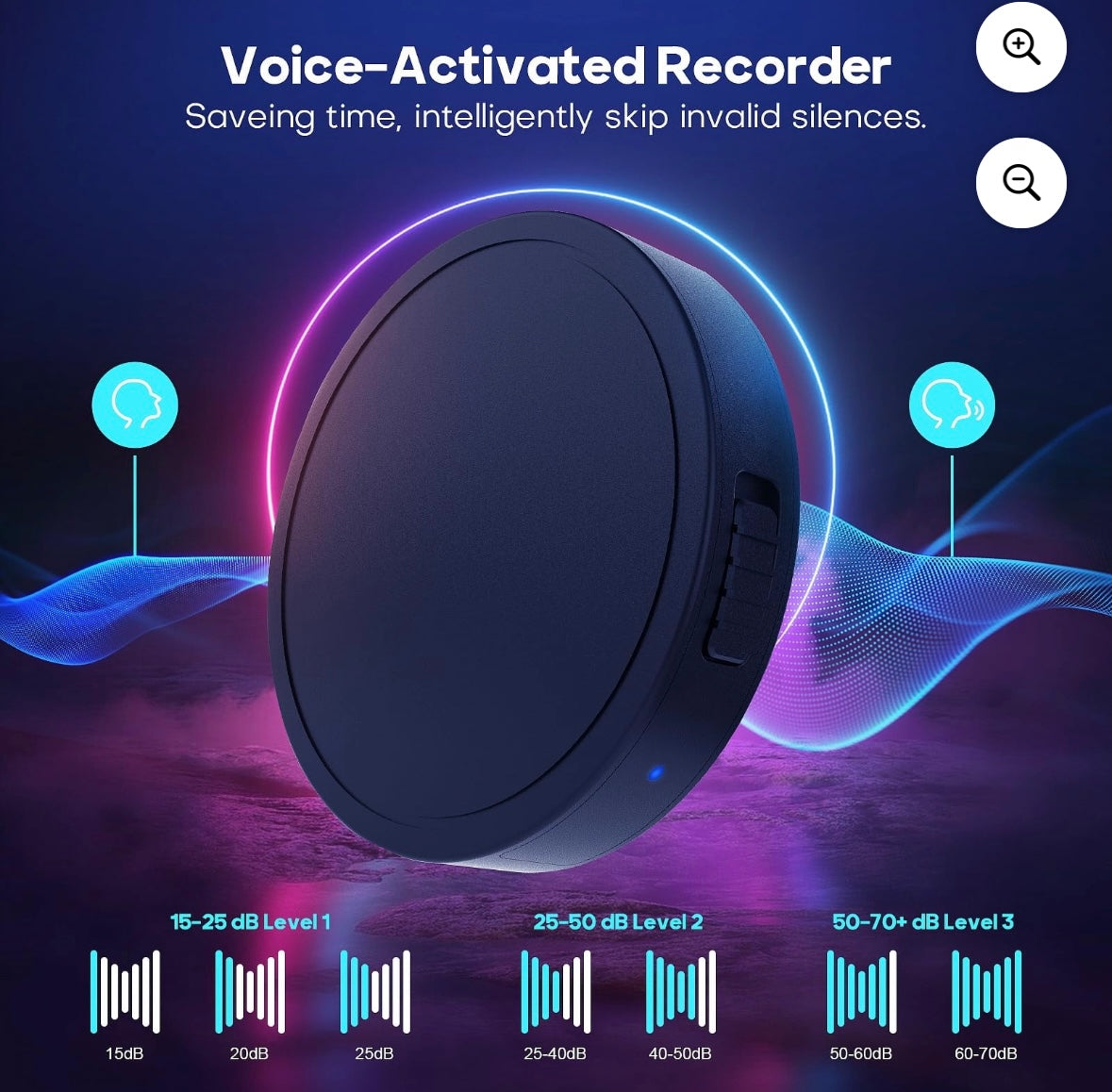 128GB Digital Voice Recorder – AI Noise Cancellation | Voice Activated | MP3 Playback | Model NZ007