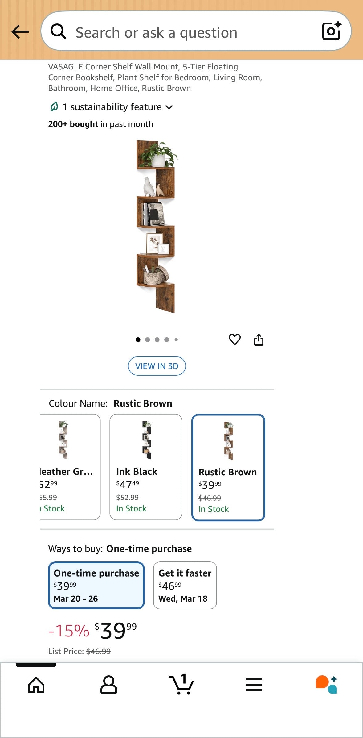 Modern Zigzag Wall-Mounted Corner Shelf