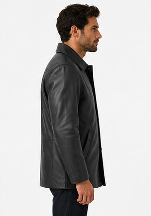 Men’s Classic Black Leather Coat - XS