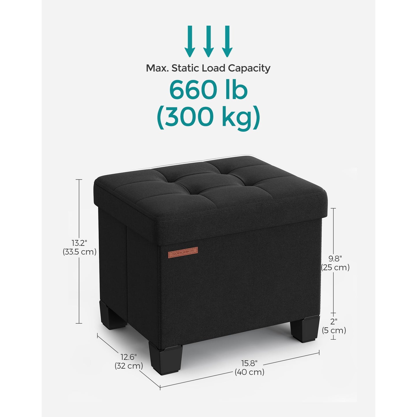 SONGMICS Linen-Look Storage Ottoman