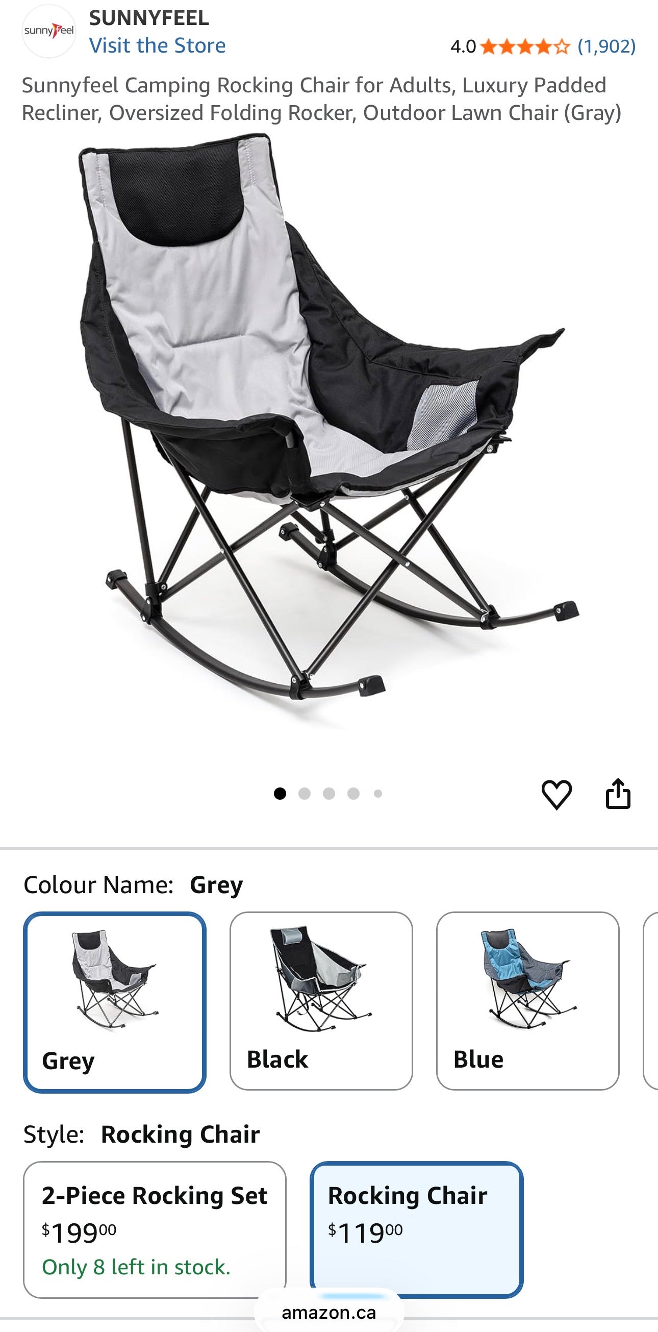 SUNNYFEEL Portable Rocking Camping Chair