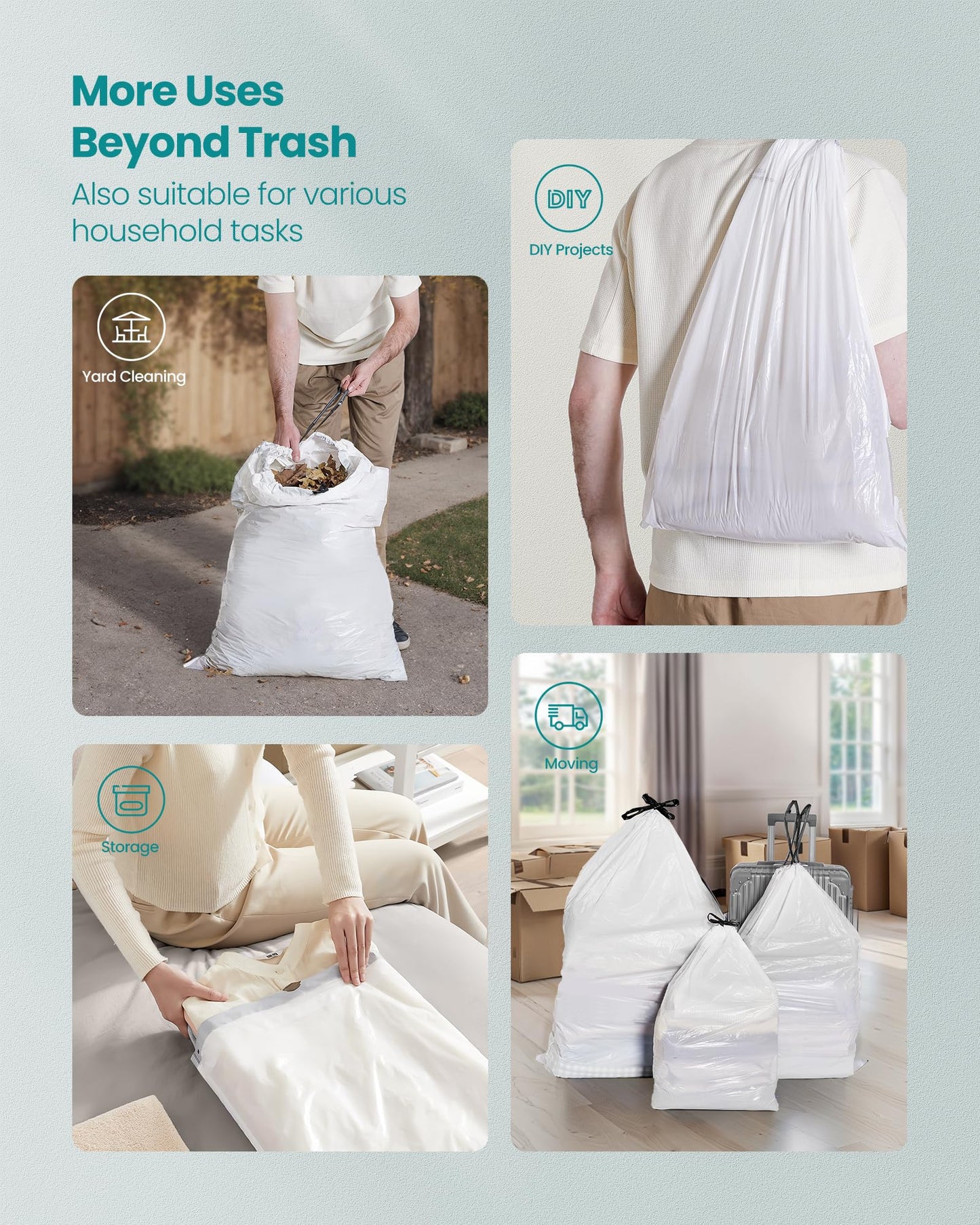 SONGMICS Heavy-Duty Drawstring Trash Bags