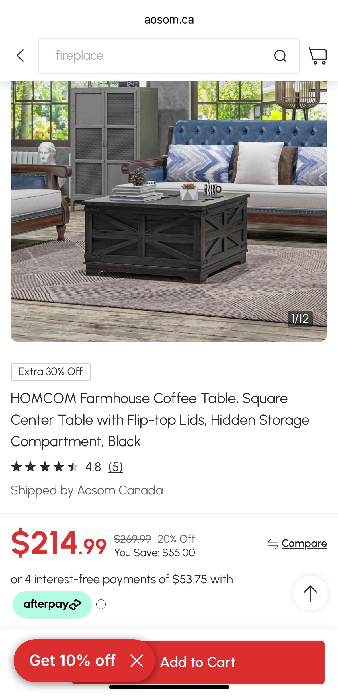 Farmhouse Lift-Top Coffee Table with Hidden Storage – Rustic Square Center Table with Flip-Top Design