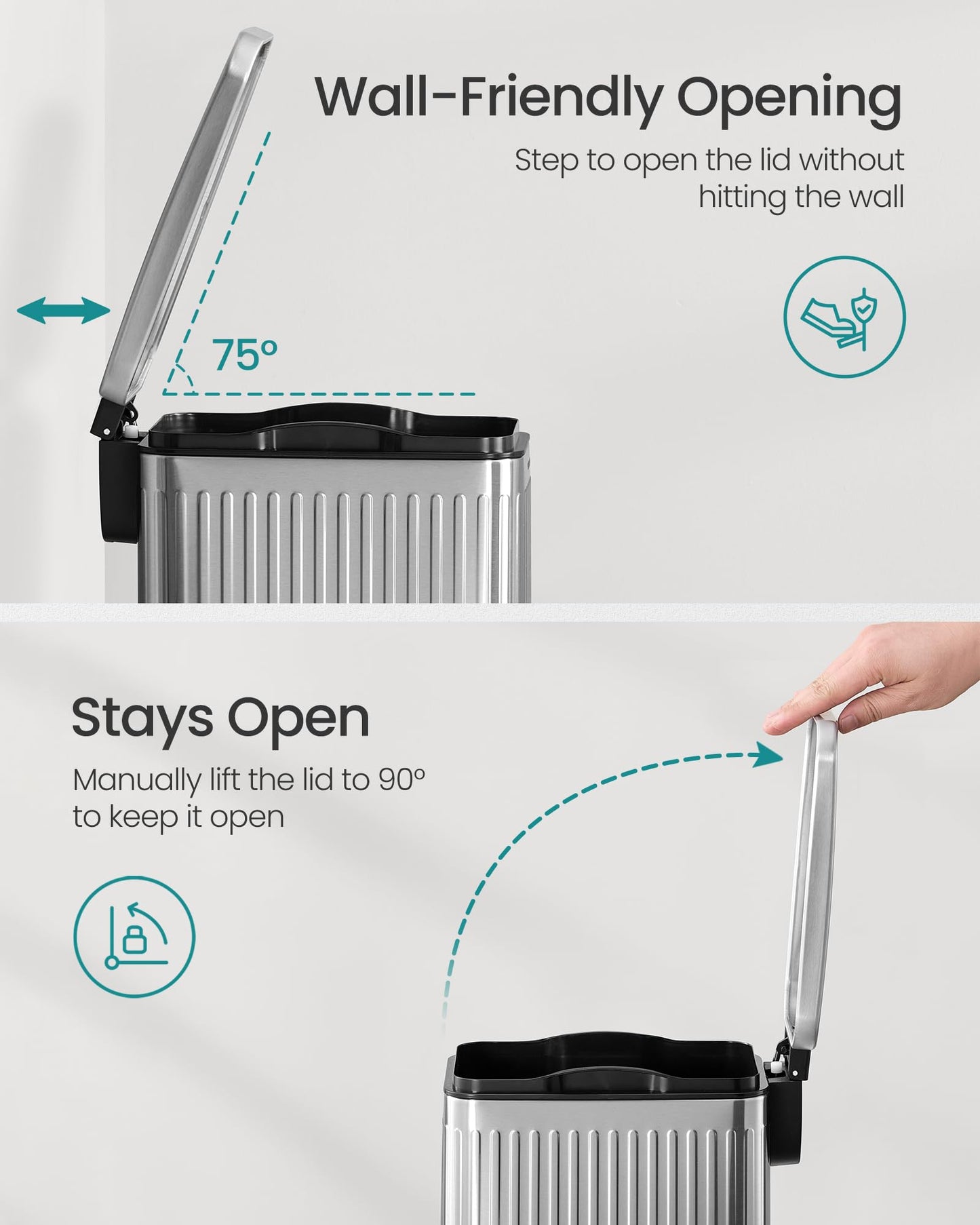 SONGMICS 1.6-Gallon Slim Bathroom Trash Can