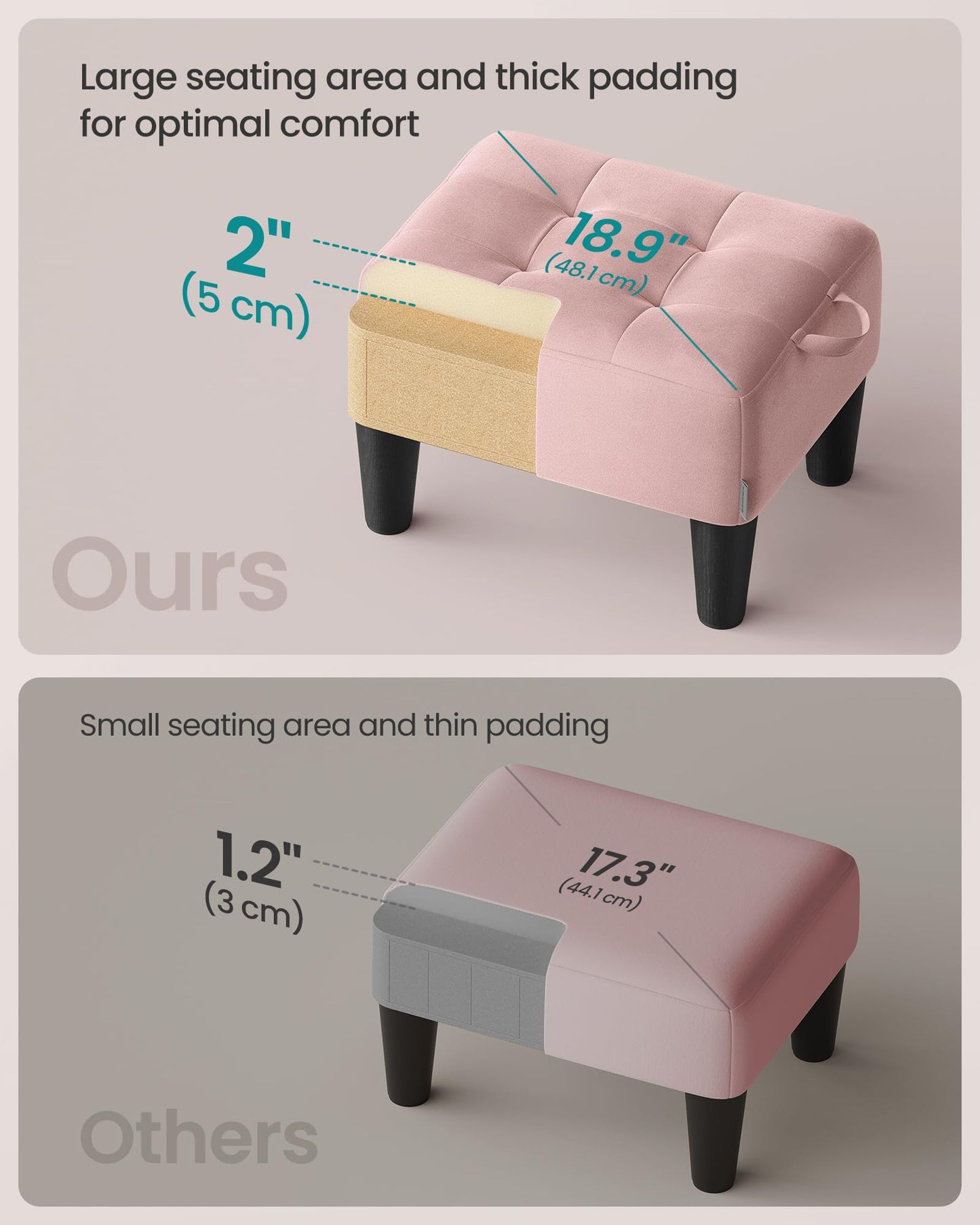 Velvet Storage Ottoman Footstool