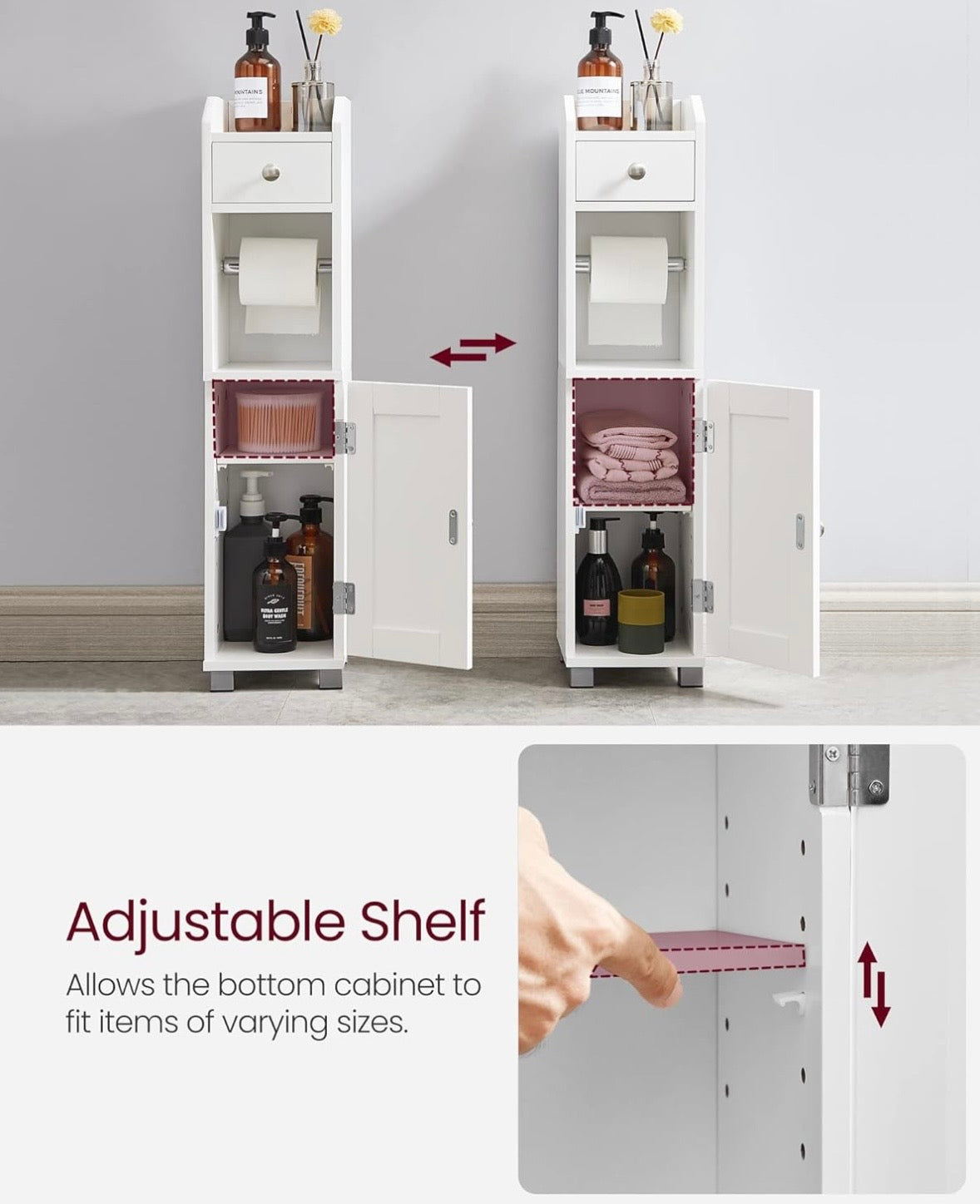 VASAGLE Slim Bathroom Storage Cabinet