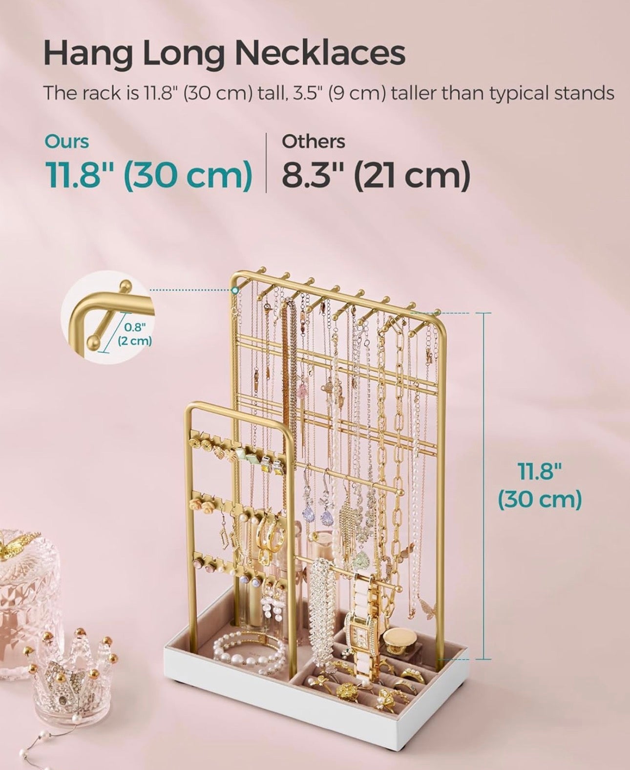 SONGMICS Gold Metal Jewelry Stand