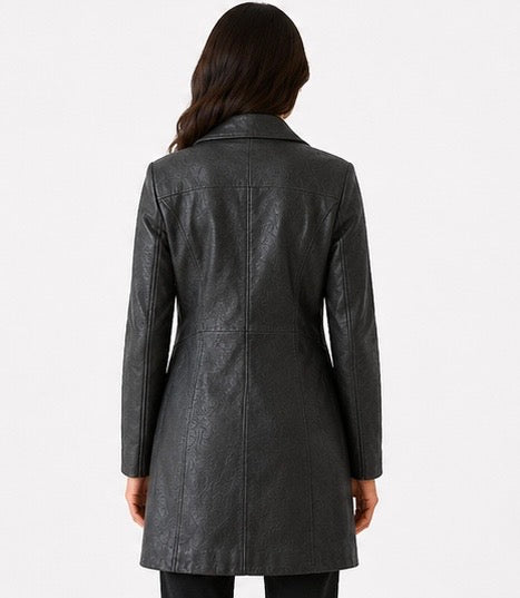 Women’s Embossed Leather Long Coat