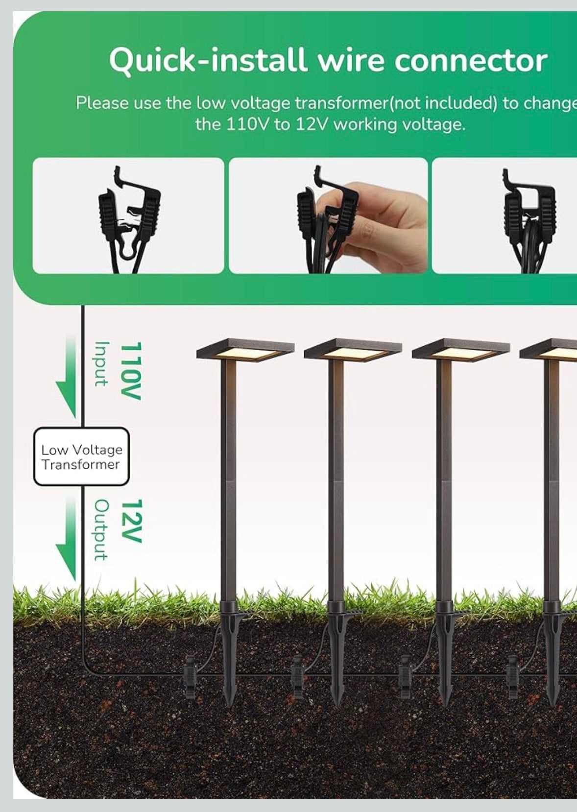 EDISHINE Low Voltage LED Landscape Pathway Light – Black