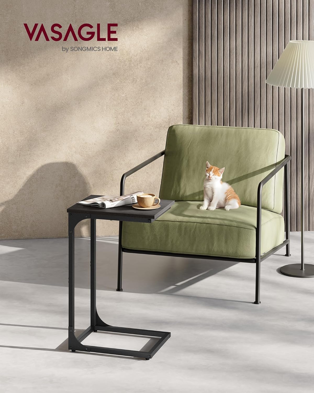 VASAGLE C-Shaped Side Table – Ebony Black