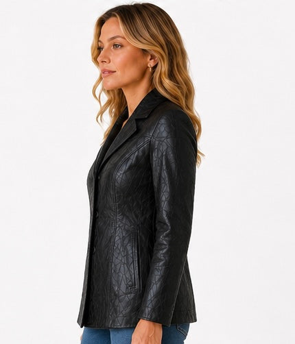 Women’s Patchwork Leather Jacket – Sizes M, L & XL