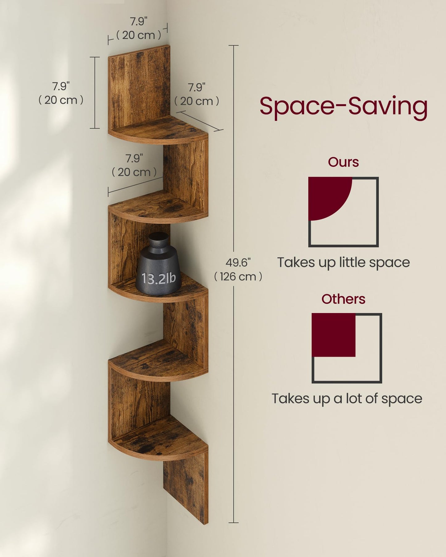 SONGMICS 5-Tier Wall-Mounted Corner Shelf