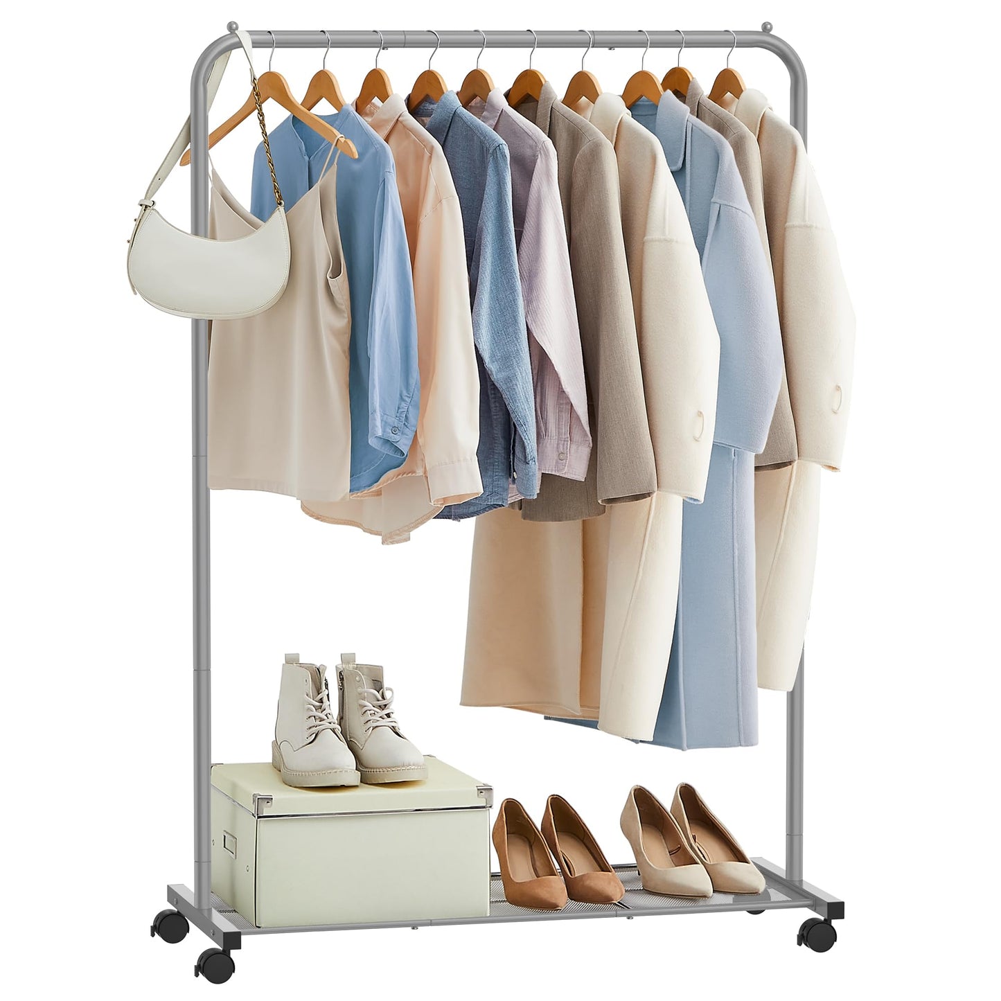 SONGMICS Rolling Garment Rack with Storage Shelf
