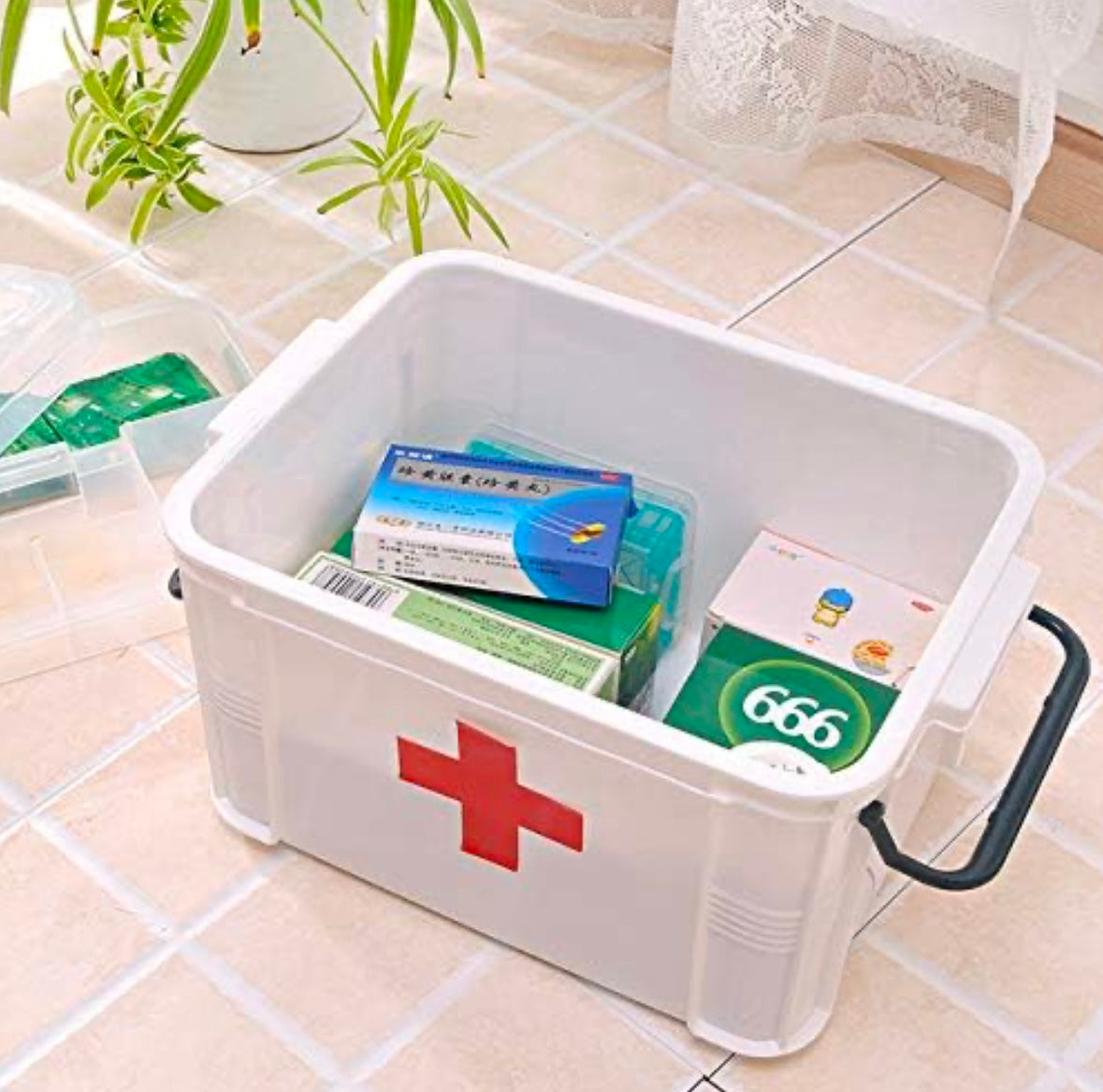 Portable Double-Layer Medicine Storage Box