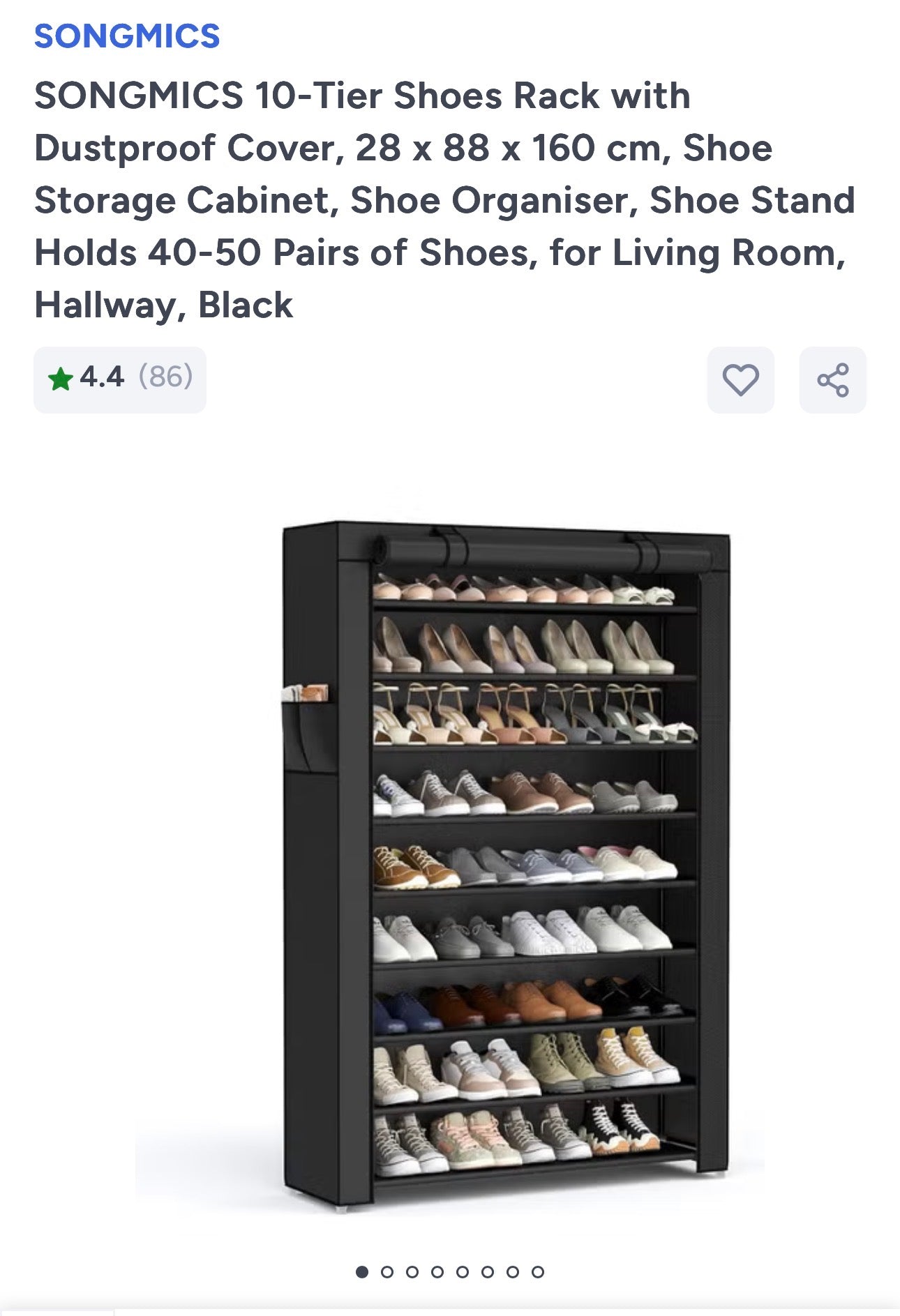 SONGMICS 10-Tier Shoe Rack with Cover – Large Capacity Organizer