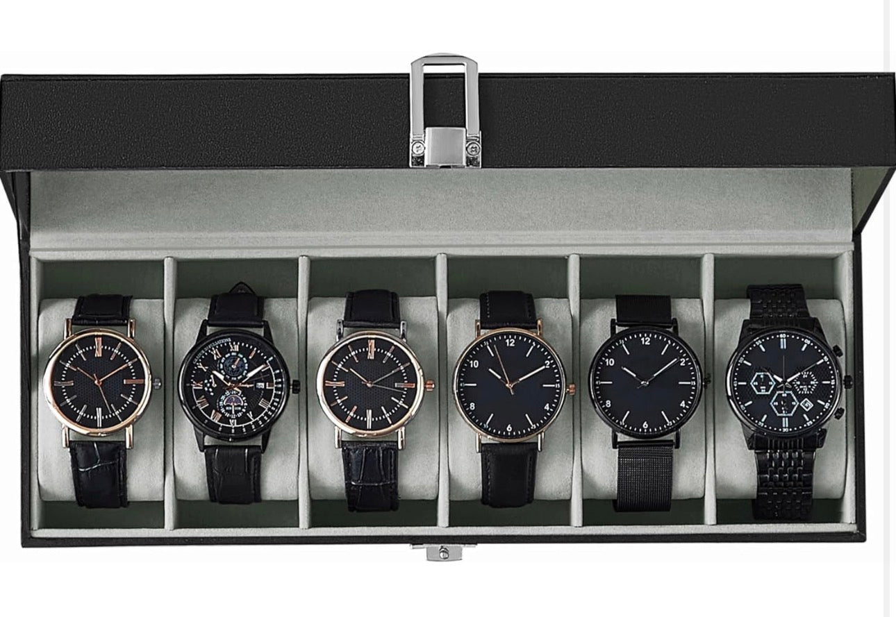 SONGMICS 6-Slot Watch Box with Glass Lid