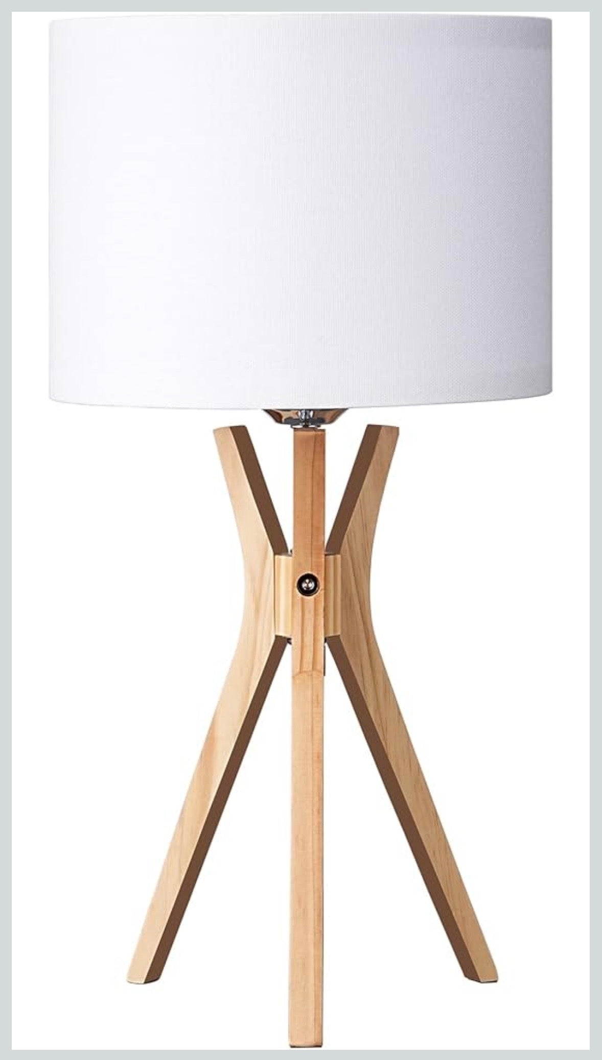 EDISHINE Wooden Tripod Table Lamp – Linen Shade