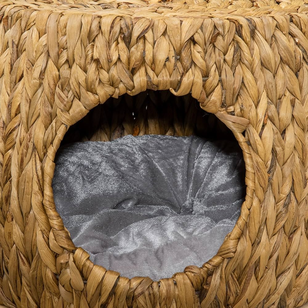 PawHut Wicker Cat House & Elevated Bed