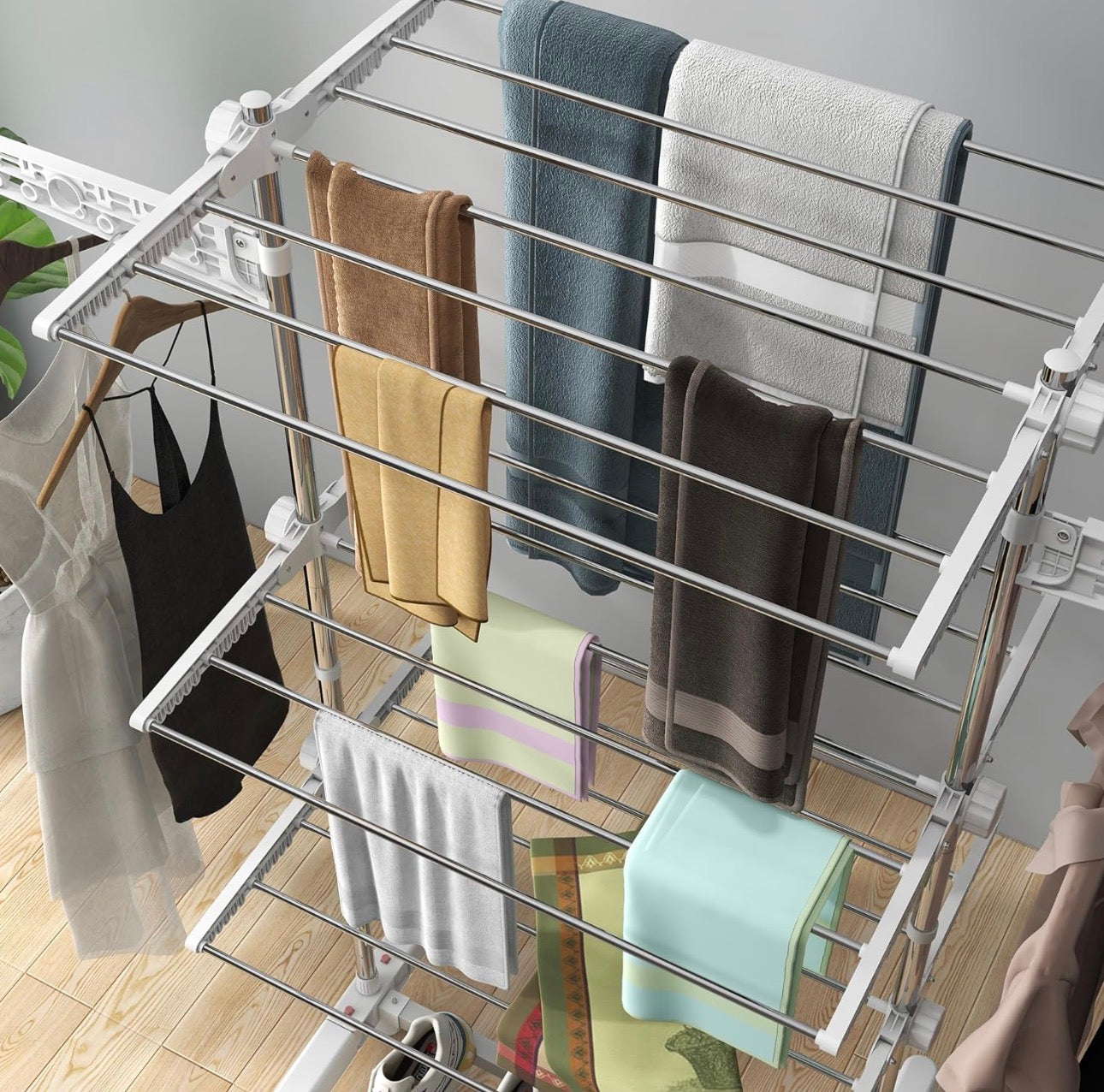 HOMCOM 3-Tier Foldable Clothes Drying Rack