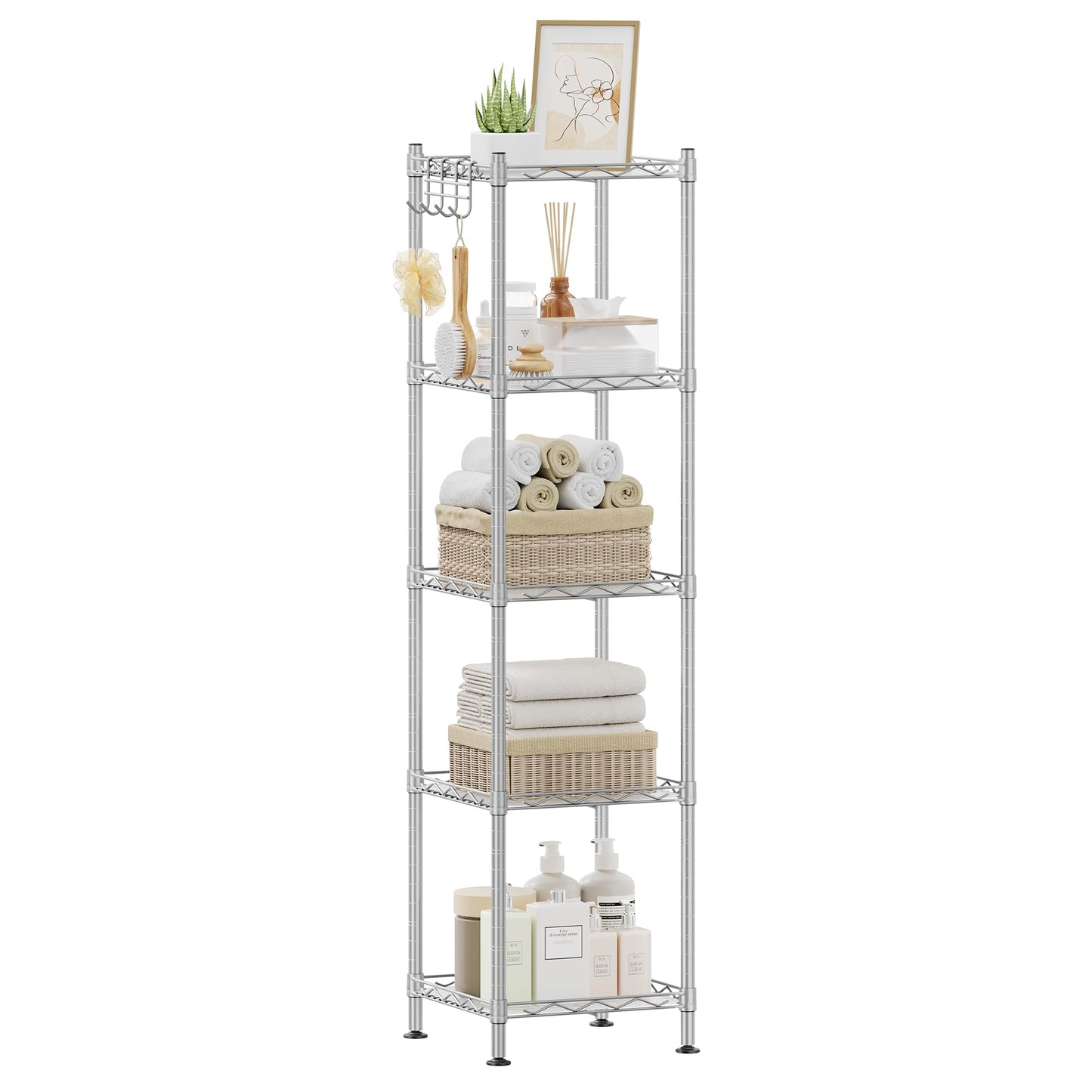 SONGMICS 5-Tier Slim Metal Storage Shelf