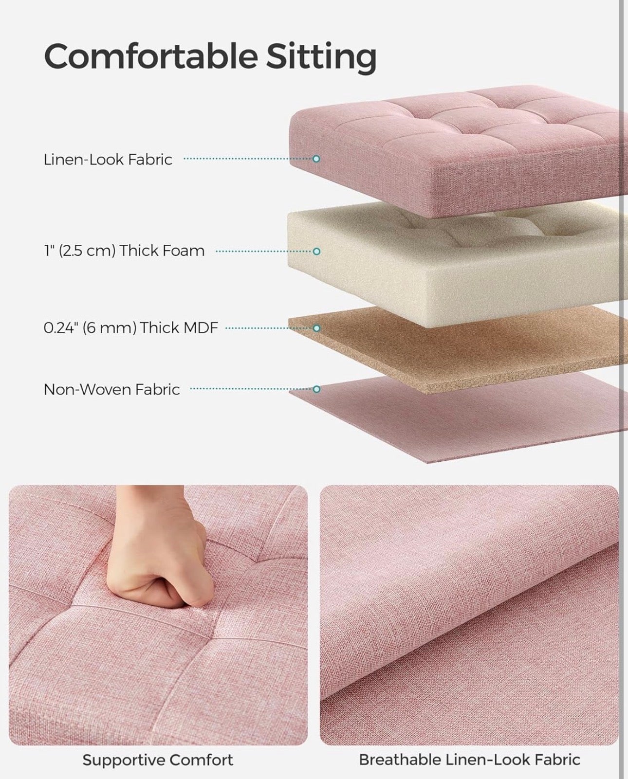 SONGMICS Foldable Storage Ottoman Cube