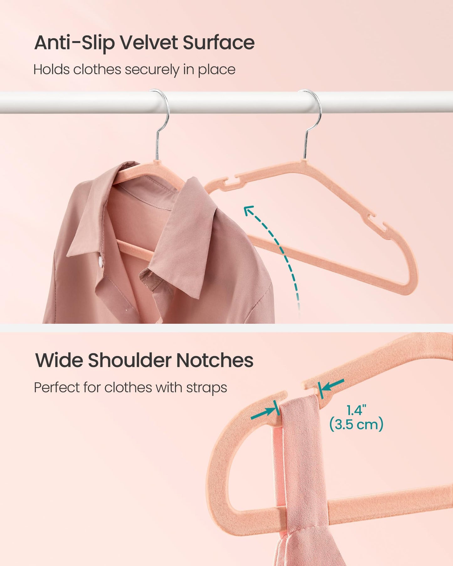 Kids Velvet Slim Hangers – Coral Pink