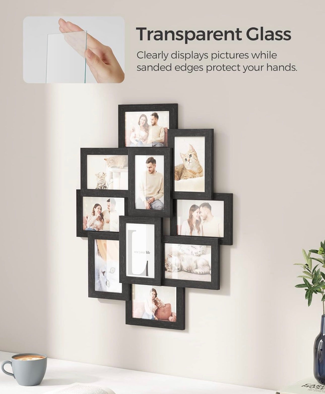 SONGMICS 10-Piece Ink Black Photo Frame Set – 4 × 6 Inch Collage